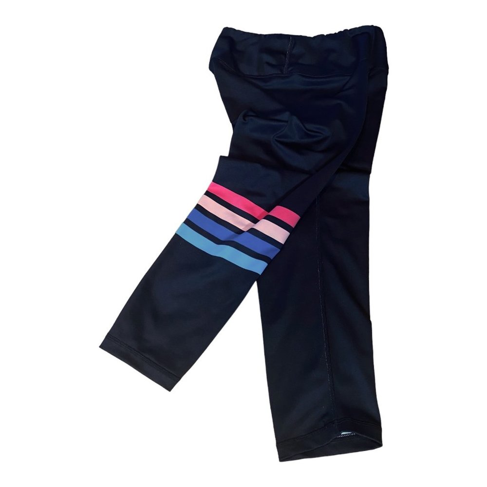 Peloton X Kali Retro Crop Leggings Medium Black w Stripes USA - Picture 6 of 16